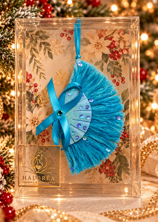 Blue "Sisters" Fan Christmas Ornament - Rosemary Clooney Museum