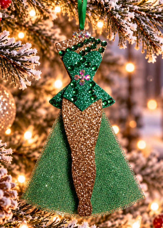 Dreaming of A White Christmas Green Chorus Girl Christmas Ornament!